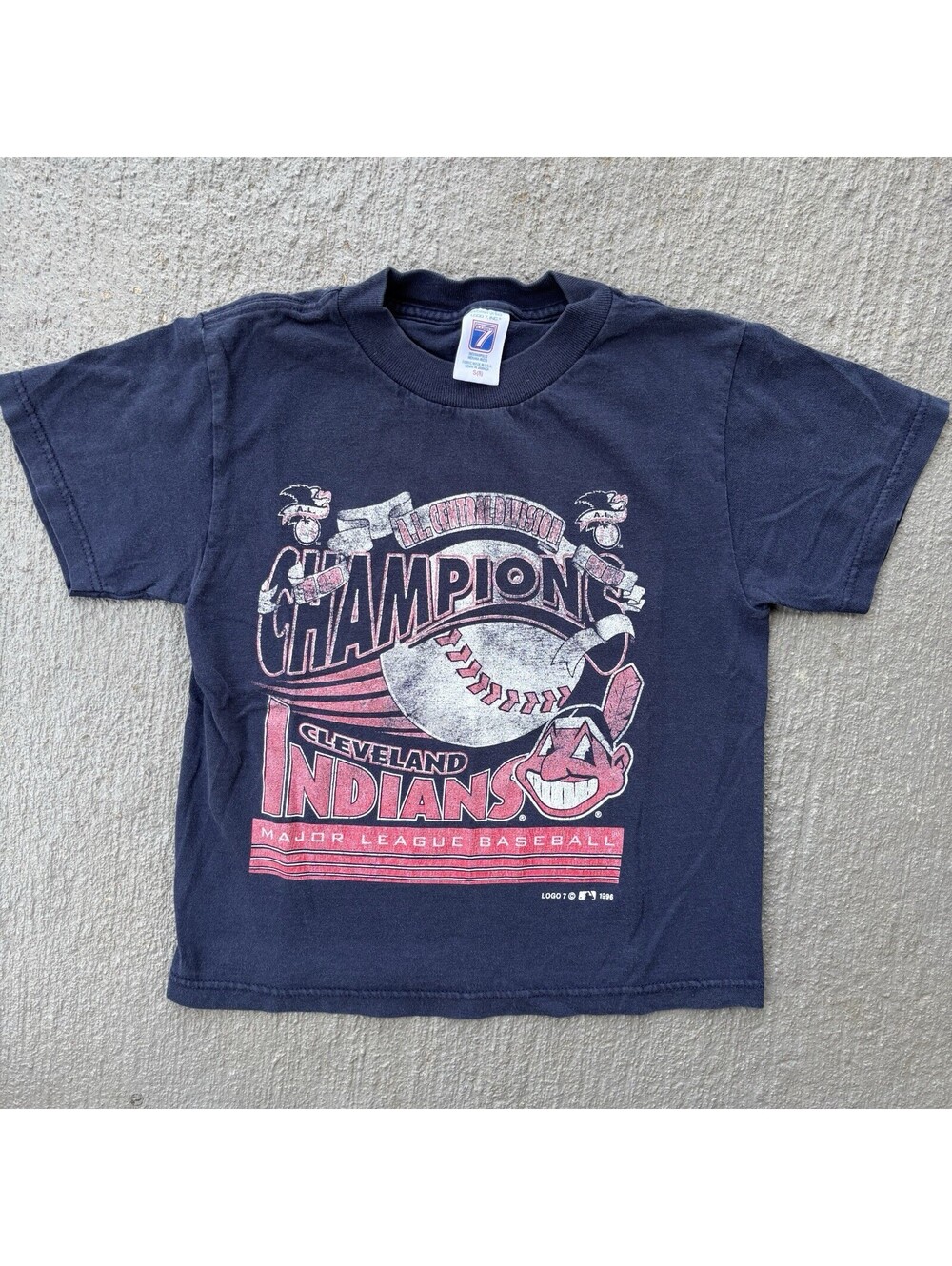 Vintage 1996 Cleveland Indians Champions Logo 7 Shirt KIDS 6Y